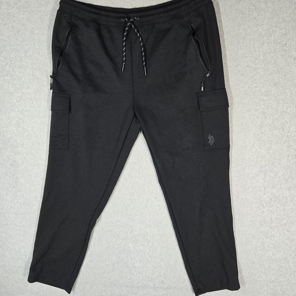 U.S. Polo Assn. Men Activewear Pants XL Black Cargo Sweats Logo 28" Inseam